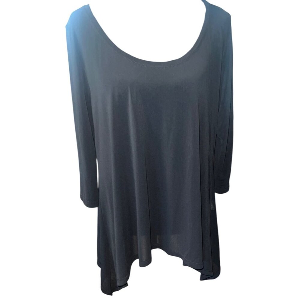 Black 3/4 Sleeve Flowy Tunic‎ Top By Alembicr Size 2